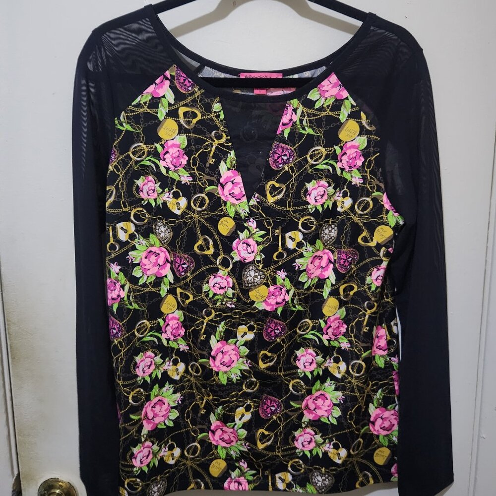 Betsey Johnson Secret Garden Patterned Top Multi Color Size Large Final